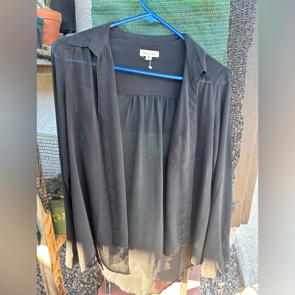 Silence + Noise Sheer Black Shirt